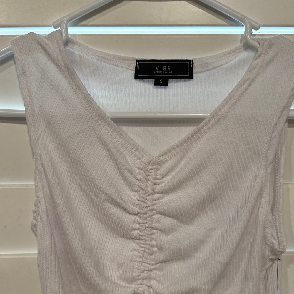Vibe White Ruched Tank Top - Picture 3 of 5